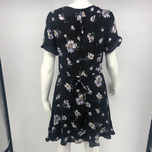 MISSGUIDED Black Button Tie Back Tea Dress 6 - Picture 2 of 6